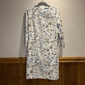 J McLaughlin Sophia Stretch Stone Print Dress Sz M Catalina Cloth Preppy Resort